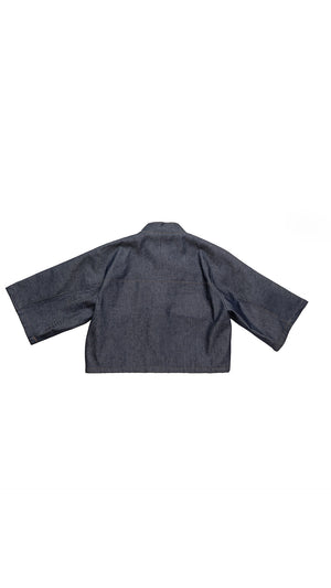 Navy Blue Lux Denim - Cropped Kimono
